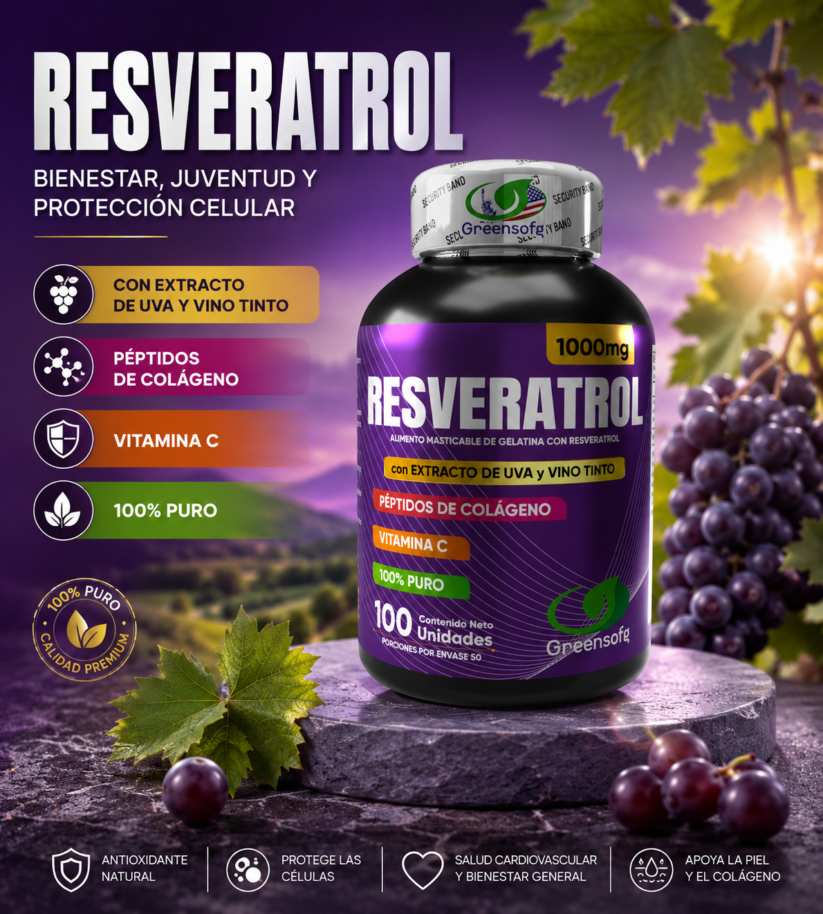 RESVERATROL CON INVIMA GREENSOFG